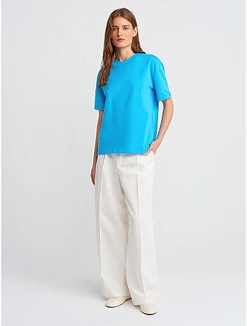 DILVIN T-shirt Femme En Coton À Col Rond