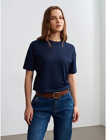DILVIN T-shirt Femme En Coton À Col Rond
