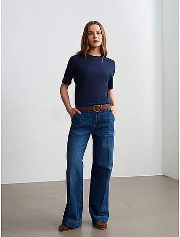 DILVIN T-shirt Femme En Coton À Col Rond