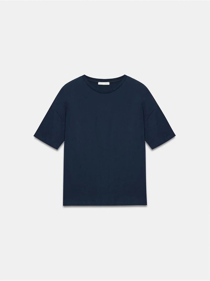 DILVIN T-shirt Femme En Coton À Col Rond Bleu marine - Kiabi