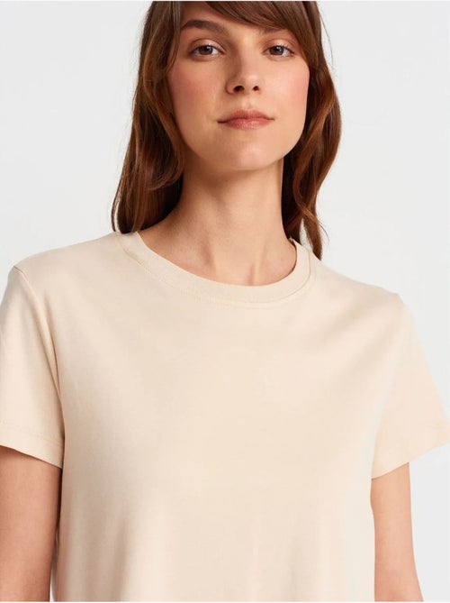 DILVIN T-shirt Femme En Coton À Col Rond Côtelé - Kiabi DILVIN T-shirt Femme En Coton À Col Rond Côtelé - Kiabi