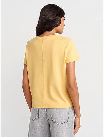 DILVIN T-shirt Femme En Coton À Col Rond Côtelé