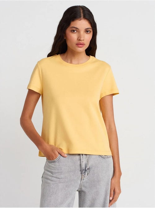 DILVIN T-shirt Femme En Coton À Col Rond Côtelé - Kiabi