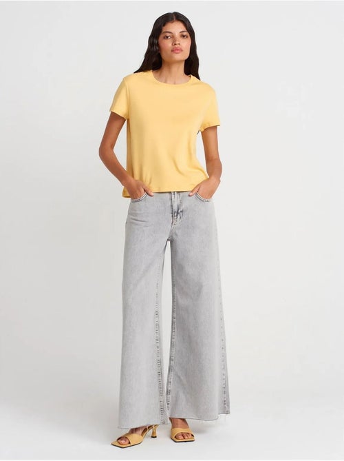 DILVIN T-shirt Femme En Coton À Col Rond Côtelé - Kiabi