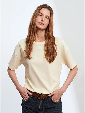 DILVIN T-shirt Femme En Coton À Col Rond