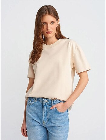 DILVIN T-shirt Femme En Coton À Col Rond