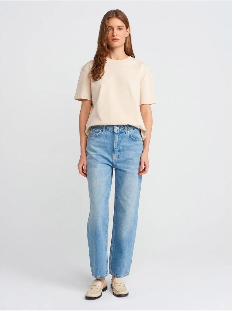 DILVIN T-shirt Femme En Coton À Col Rond Crème - Kiabi