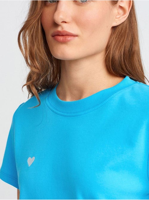 DILVIN T-shirt Femme En Coton À Col Rond Et Broderie - Kiabi DILVIN T-shirt Femme En Coton À Col Rond Et Broderie - Kiabi