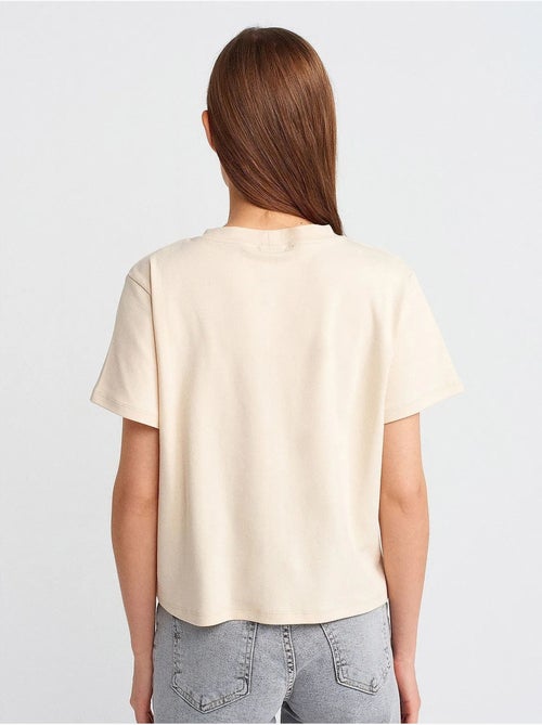 Dilvin t-shirt femme en coton à col rond et broderie - Kiabi Dilvin t-shirt femme en coton à col rond et broderie - Kiabi