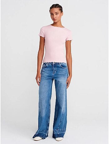 DILVIN T-shirt Femme En Coton À Col Rond Et Coupe Ajustée