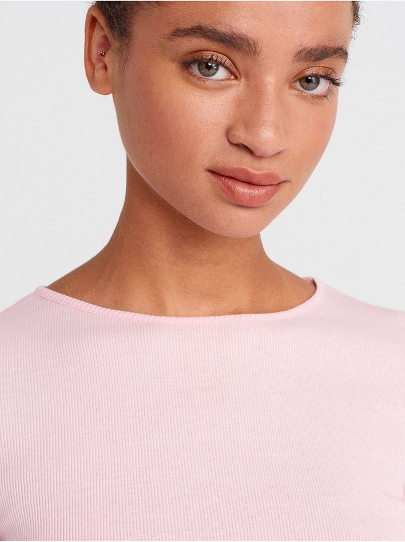 DILVIN T-shirt Femme En Coton À Col Rond Et Coupe Ajustée Rose clair - Kiabi