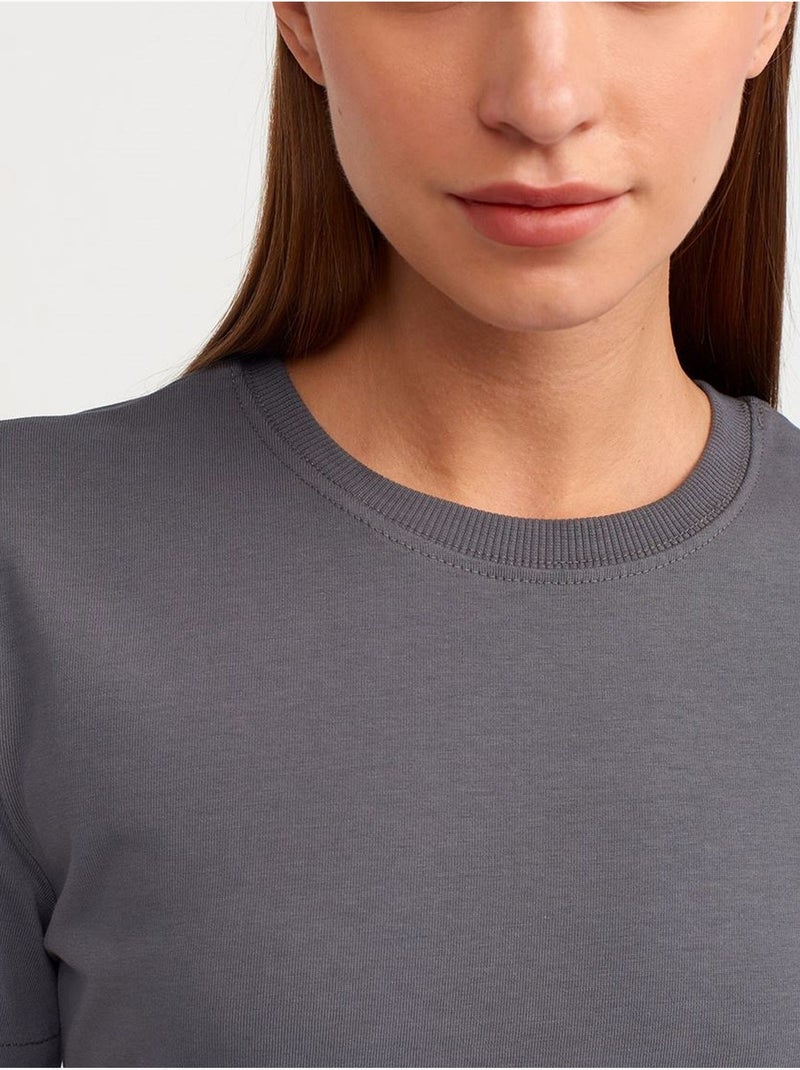 DILVIN T-shirt Femme En Coton À Col Rond gris anthracite - Kiabi