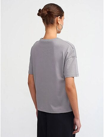 DILVIN T-shirt Femme En Coton À Col Rond
