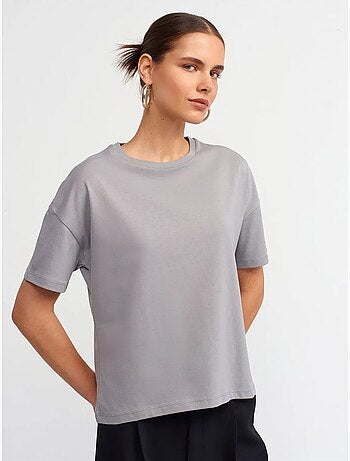 DILVIN T-shirt Femme En Coton À Col Rond