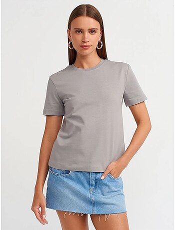 DILVIN T-shirt Femme En Coton À Col Rond
