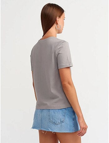 DILVIN T-shirt Femme En Coton À Col Rond