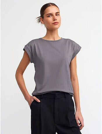 DILVIN T-shirt Femme En Coton À Col Rond