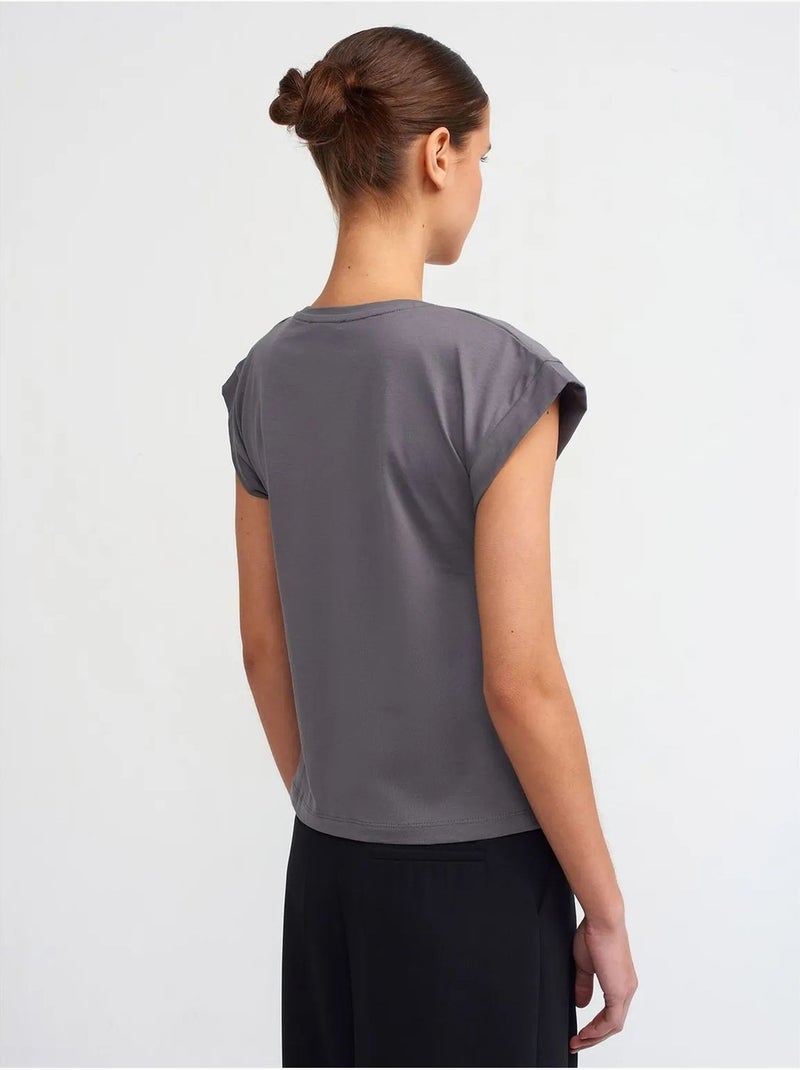 DILVIN T-shirt Femme En Coton À Col Rond Gris - Kiabi