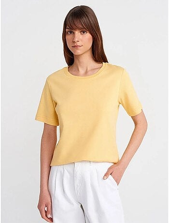 DILVIN T-shirt Femme En Coton À Col Rond