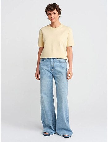 DILVIN T-shirt Femme En Coton À Col Rond