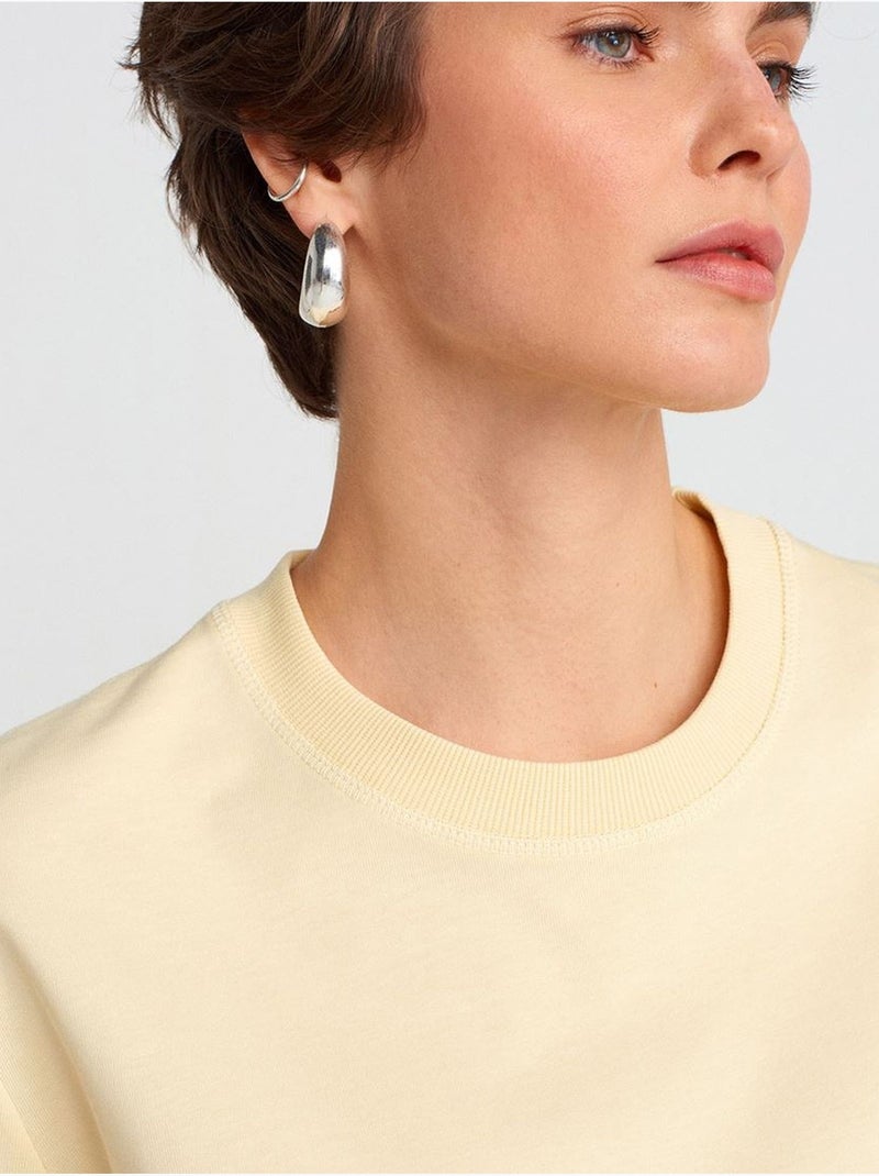 DILVIN T-shirt Femme En Coton À Col Rond Jaune citron - Kiabi
