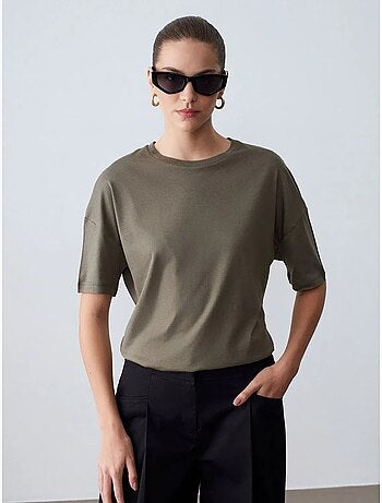 DILVIN T-shirt Femme En Coton À Col Rond