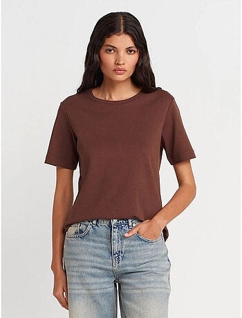 DILVIN T-shirt Femme En Coton À Col Rond
