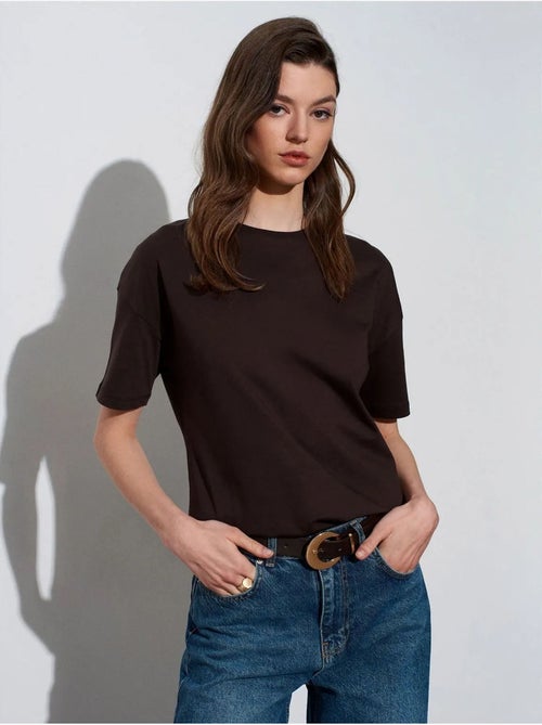 DILVIN T-shirt Femme En Coton À Col Rond - Kiabi DILVIN T-shirt Femme En Coton À Col Rond - Kiabi