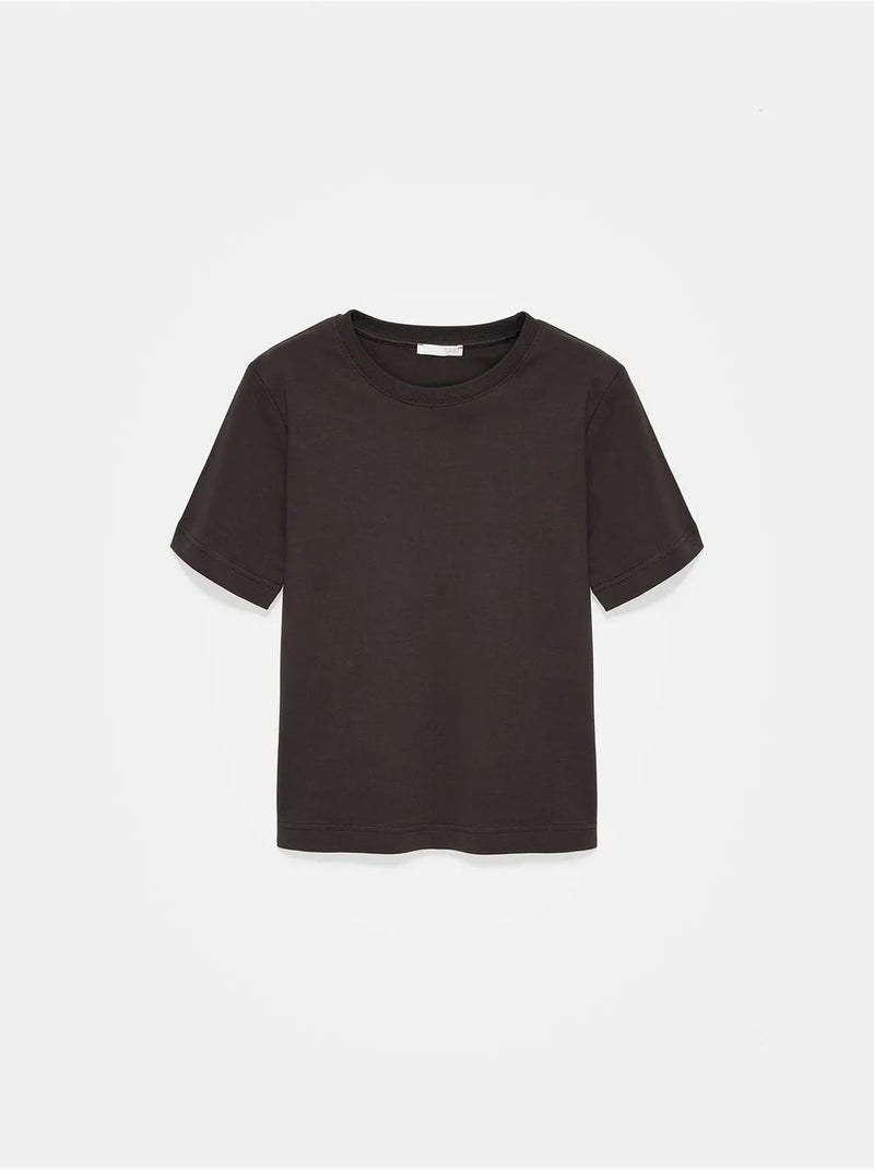 DILVIN T-shirt Femme En Coton À Col Rond Marron foncé - Kiabi