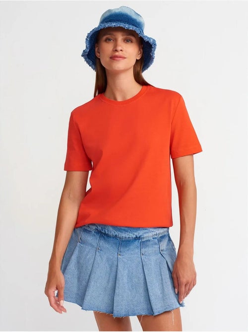 DILVIN T-shirt Femme En Coton À Col Rond - Kiabi DILVIN T-shirt Femme En Coton À Col Rond - Kiabi