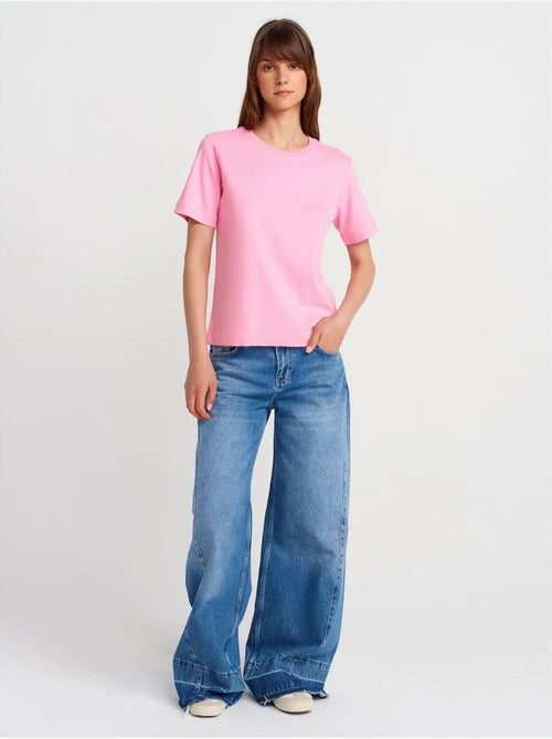 DILVIN T-shirt Femme En Coton À Col Rond - Kiabi DILVIN T-shirt Femme En Coton À Col Rond - Kiabi