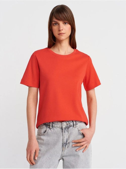 DILVIN T-shirt Femme En Coton À Col Rond - Kiabi DILVIN T-shirt Femme En Coton À Col Rond - Kiabi