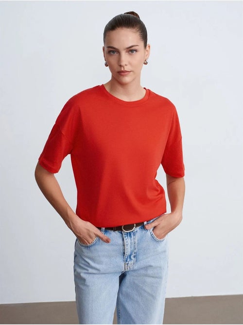 DILVIN T-shirt Femme En Coton À Col Rond - Kiabi