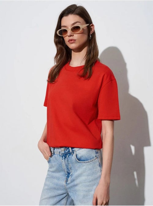 DILVIN T-shirt Femme En Coton À Col Rond - Kiabi DILVIN T-shirt Femme En Coton À Col Rond - Kiabi