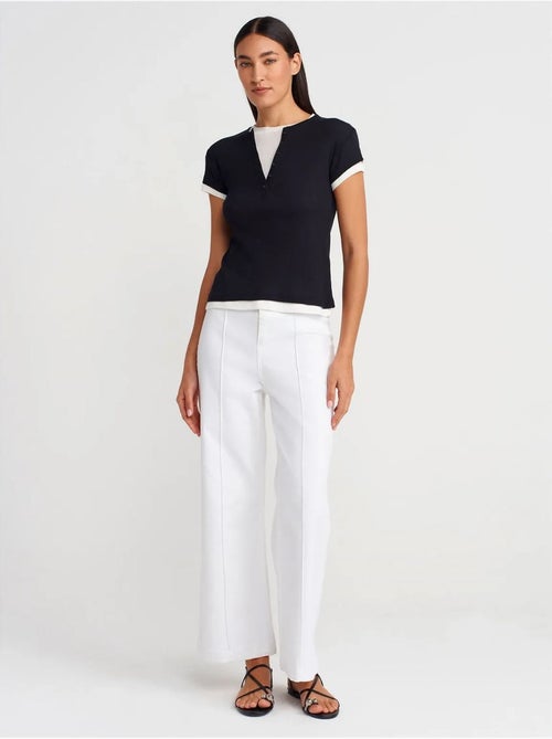 DILVIN T-shirt Femme En Coton À Col V Et Patte De Boutonnage - Kiabi DILVIN T-shirt Femme En Coton À Col V Et Patte De Boutonnage - Kiabi