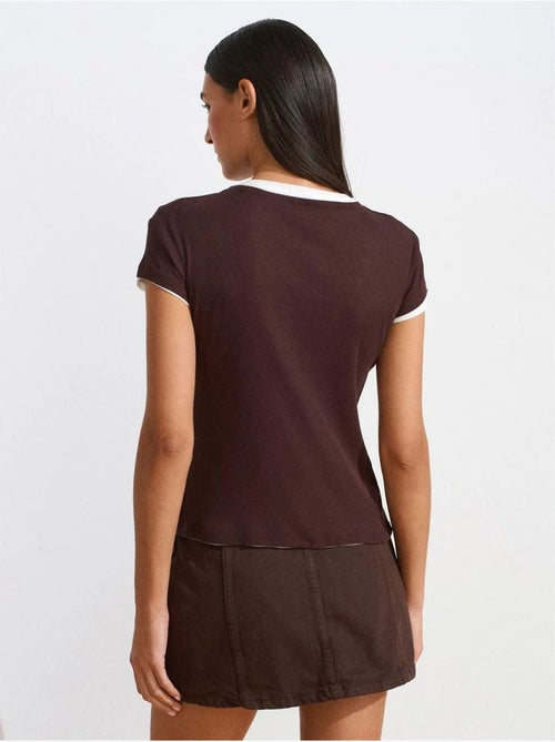 DILVIN T-shirt Femme En Coton À Col V Et Patte De Boutonnage - Kiabi DILVIN T-shirt Femme En Coton À Col V Et Patte De Boutonnage - Kiabi