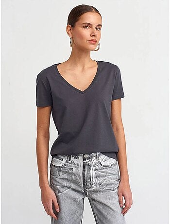 DILVIN T-shirt Femme En Coton À Col V