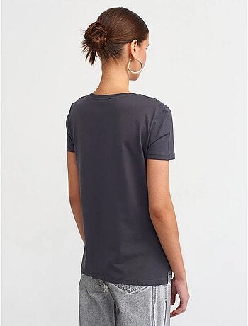 DILVIN T-shirt Femme En Coton À Col V
