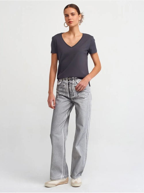 DILVIN T-shirt Femme En Coton À Col V - Kiabi