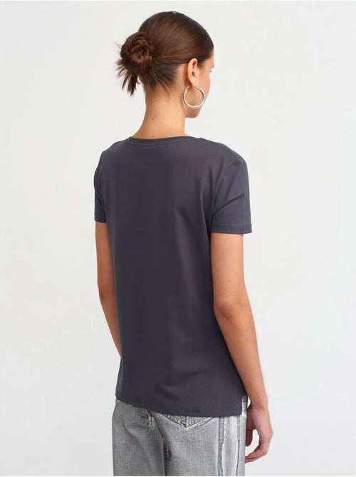 DILVIN T-shirt Femme En Coton À Col V - Kiabi