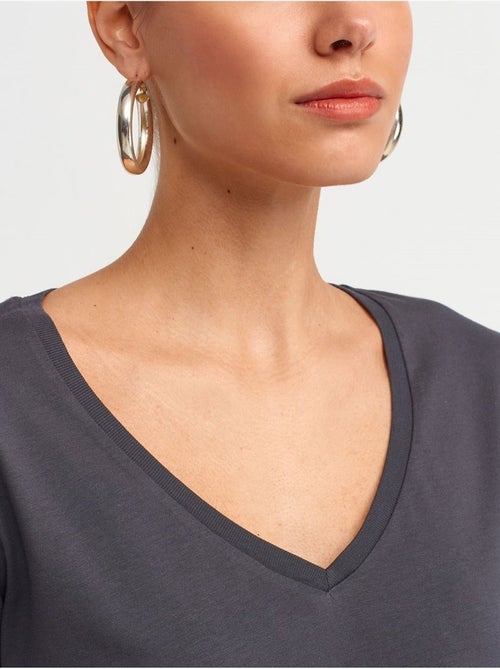 DILVIN T-shirt Femme En Coton À Col V - Kiabi