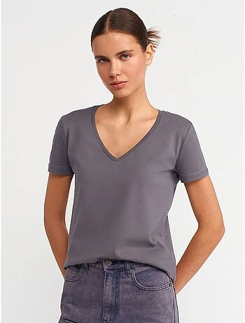 DILVIN T-shirt Femme En Coton À Col V