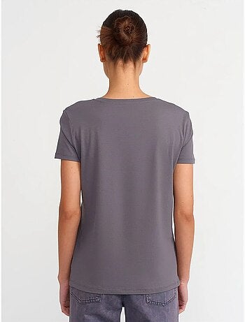 DILVIN T-shirt Femme En Coton À Col V