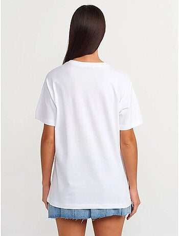 DILVIN T-shirt Femme En Coton À Imprimé Et Col Rond
