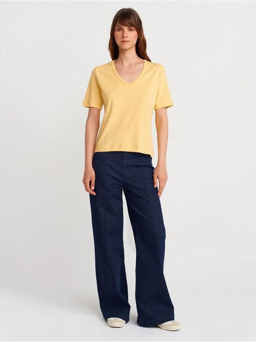 DILVIN T-shirt Femme En Coton Col V - Kiabi DILVIN T-shirt Femme En Coton Col V - Kiabi