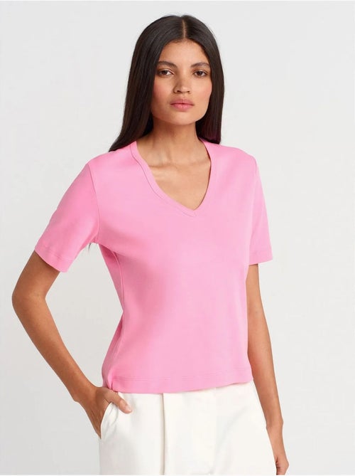 DILVIN T-shirt Femme En Coton Col V - Kiabi DILVIN T-shirt Femme En Coton Col V - Kiabi