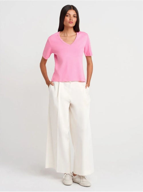 DILVIN T-shirt Femme En Coton Col V - Kiabi DILVIN T-shirt Femme En Coton Col V - Kiabi