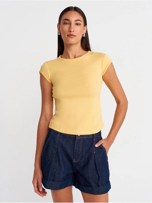 DILVIN T-shirt Femme En Coton, Coupe Ajustée, Col Rond - Kiabi DILVIN T-shirt Femme En Coton, Coupe Ajustée, Col Rond - Kiabi