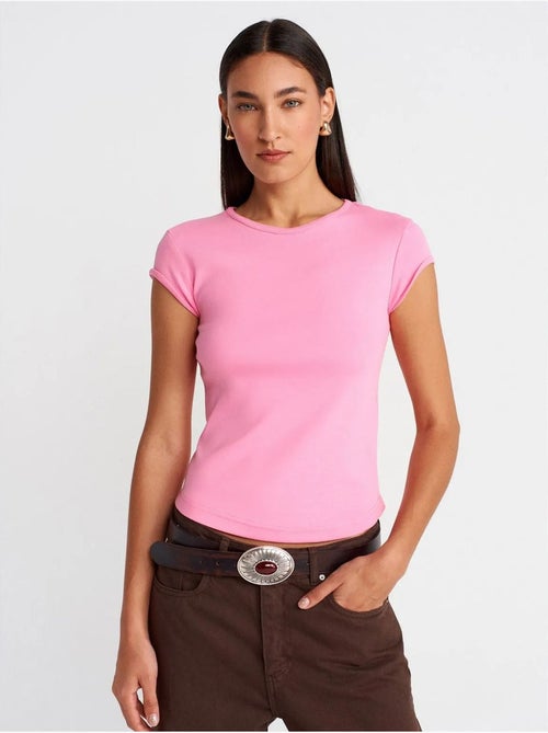 DILVIN T-shirt Femme En Coton, Coupe Ajustée, Col Rond - Kiabi DILVIN T-shirt Femme En Coton, Coupe Ajustée, Col Rond - Kiabi