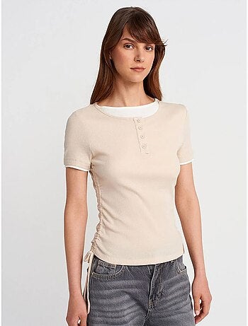 DILVIN T-shirt Femme En Coton, Coupe Slim, Col Rond